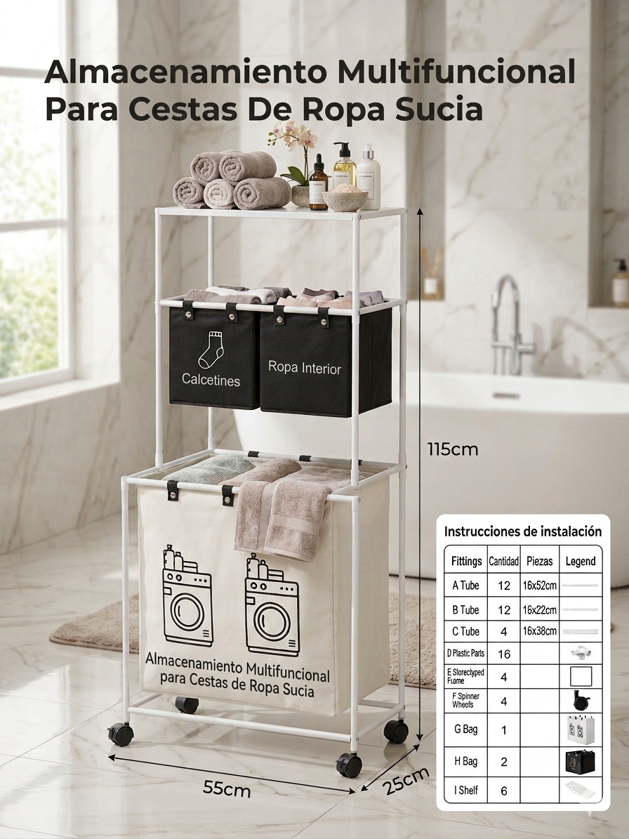 Organizador ropa sucia 3 niveles