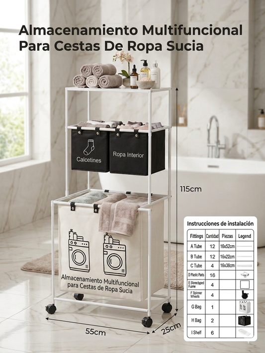 Organizador ropa sucia 3 niveles
