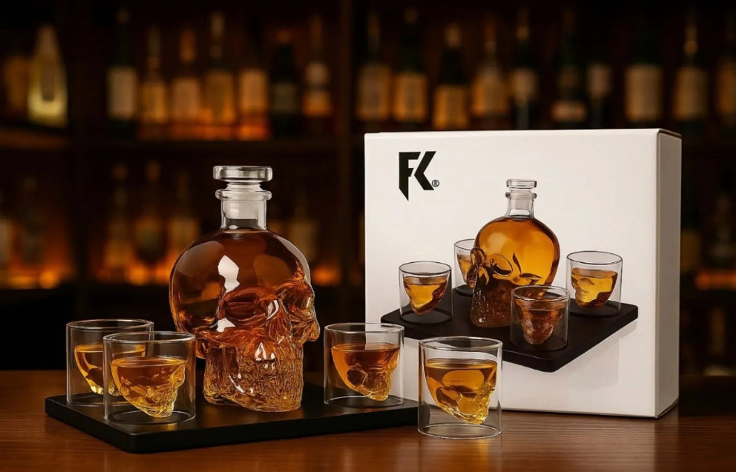 Licorera/Whiskera de *Calavera* + *4 vasos🥃💀