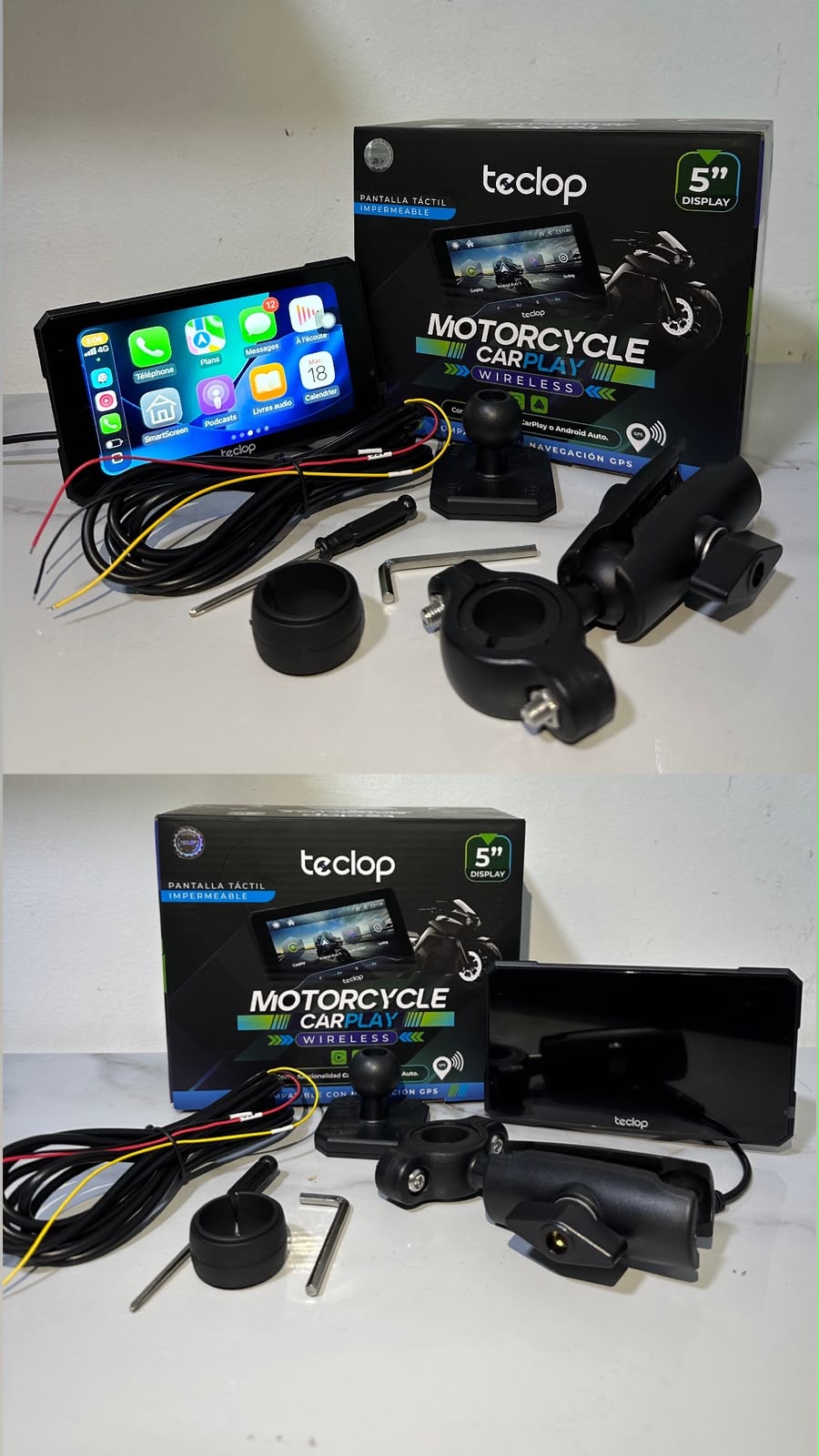 🏍️ Pantalla CarPlay para moto de 5”📱