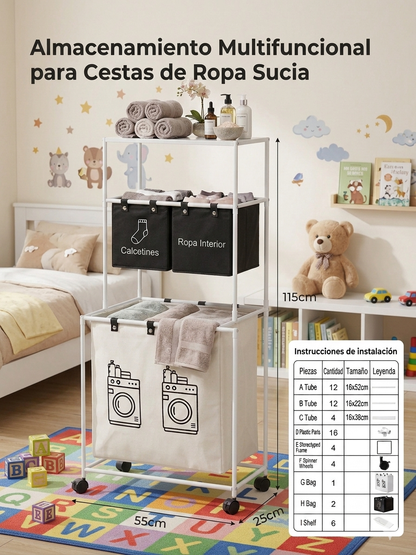 Organizador ropa sucia 3 niveles